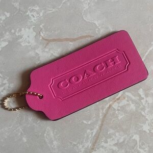 Coach Hot Pink Leather Oversized HangTag with Gold-Tone Chain